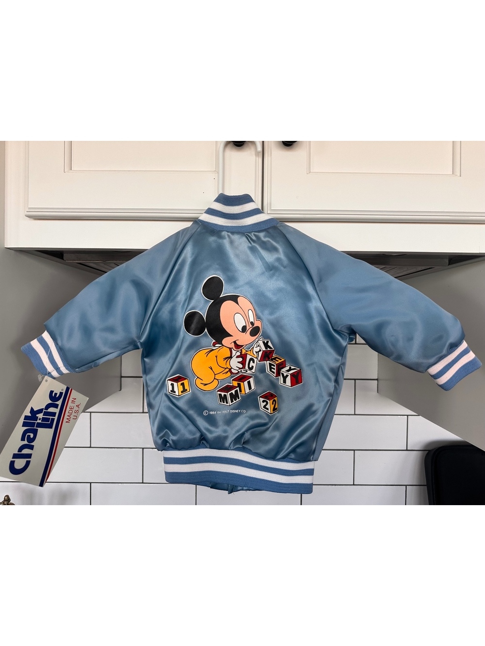 Disney Babies Blue Satin Mickey Mouse Baby Jacket by Chalk line NWT 1984